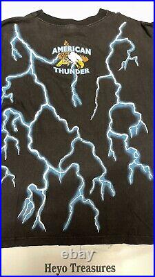 VERY RARE Vintage American Thunder Lightening T Shirt Bad To The Bone Skeleton L