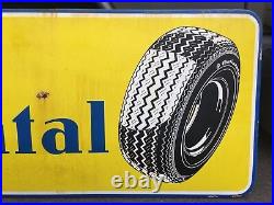 VERY RARE Vintage Large Continental Tires Porcelain Advertisement Sign Gas Oil