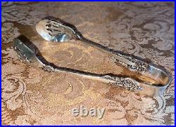 VERY RARE Wallace Grande Baroque SOLID STERLING Large 7 1/4 Pierced Ice Tongs