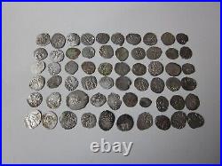 VERY RARE ancient large lot of 60 silver coins Islamic medieval period PERFECT