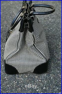 VERY RARE vtg 40 CM LARGE POLO RALPH LAUREN Houndstooth Leather PVC Tote Bag
