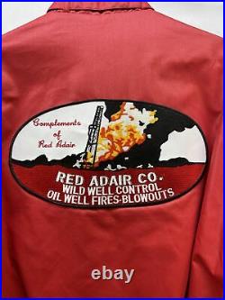 VERY Rare VTG 1970s Red Adair Co Wild Well Cntrl Red Mens Jacket Large Oil & Gas