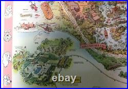VINTAGE 1961 VERY RARE Disneyland Park Large Map 44 x 30- Heavy Paper Stock