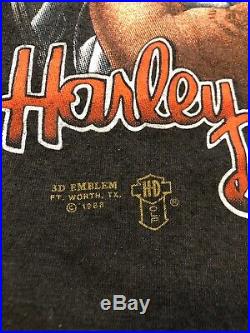 VINTAGE 3D Emblem 1988 Harley Davidson Road Hog Power T-Shirt L Large Very Rare