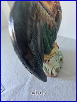 VINTAGE CERAMIC ROOSTER FIGURINE Very LARGE 31 Inch TALL HAND PAINTED Mint Rare