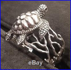 VINTAGE SOMS Sterling Silver Large Heavy SEA TURTLE Cuff Bracelet VERY RARE