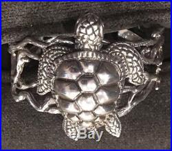 VINTAGE SOMS Sterling Silver Large Heavy SEA TURTLE Cuff Bracelet VERY RARE