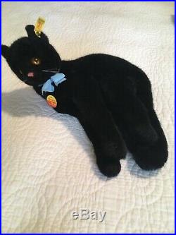 VINTAGE STEIFF Large Black Cat #2745/30 Germany 12 inch VERY RARE EXCELLENT