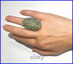 Very LARGE RaRe Zuni petit point solid 14k gold vintage ring