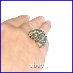 Very LARGE RaRe Zuni petit point solid 14k gold vintage ring
