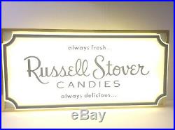 Very Large 2 Sided Vintage Old Russell Stover Candy Display Light Up Sign RARE
