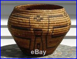 Very Large Rare Early Pima Native American Polychrome Indian Basket 57 Around