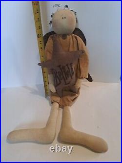 Very Large Rare Honey and me angel Doll Holding A Star, Primitive Country Doll