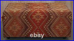 Very Large Rare Victorian Silk Lined Kilim Upholstered Ottoman Truck Stool Bench