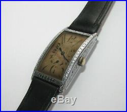 Very Large Tank wristwatch 1920s Art Deco watch swiss made rare case