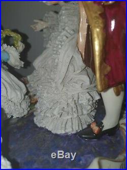 Very Large Volkstedt Lace Porcelain Group Figurine Grandma's Birthday'rare