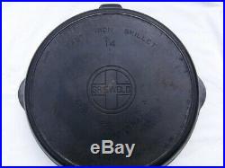 Very Nice Rare Large Block Letters Logo Griswold #14 Cast Iron Skillet 718-B
