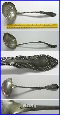 Very RARE Frank Smith CRYSTAL 1895 Sterling Silver 12 Large Soup Ladle