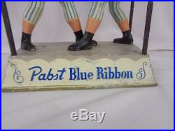 Very RARE Pabst Blue Ribbon Beer Two Boxers Display Bar Sign Large Cast Metal