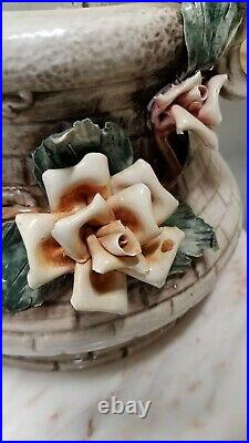 Very RARE VINTAGE extra Large CAPODIMONTE WISHING WELL 20 in tall