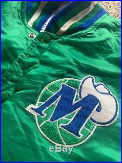 Very RARE VTG Official Starter Dallas Mavericks NBA Green Satin Jacket Size L