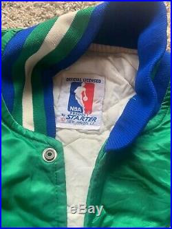 Very RARE VTG Official Starter Dallas Mavericks NBA Green Satin Jacket Size L
