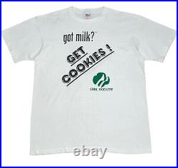 Very RARE Vintage 90s GIRL SCOUT COOKIES T-shirt Got Milk Parody Tee sz LARGE