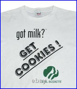 Very RARE Vintage 90s GIRL SCOUT COOKIES T-shirt Got Milk Parody Tee sz LARGE