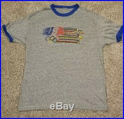 Very RARE Vintage Levis Olympic Games T Shirt Large USA Thin Single Stich