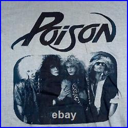 Very RARE Vintage Poison Original Club Days Band Shirt L with Flyer Cherry Bombz