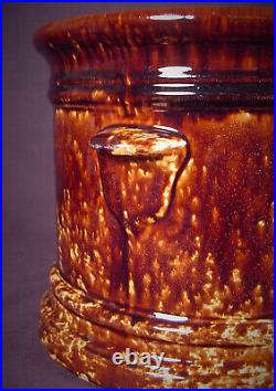 Very Rare 1850 Large Bennington Covered Storage Jar Rockingham Glaze Yellow Ware