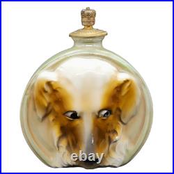 Very Rare 1930s Large 4 Dog Head Art Deco Top Crown Perfume/Scent Bottle