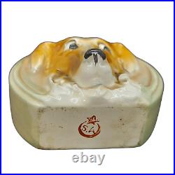 Very Rare 1930s Large 4 Dog Head Art Deco Top Crown Perfume/Scent Bottle