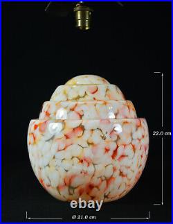 Very Rare 1930s art deco marbled glass rimless neckless glass pendant light