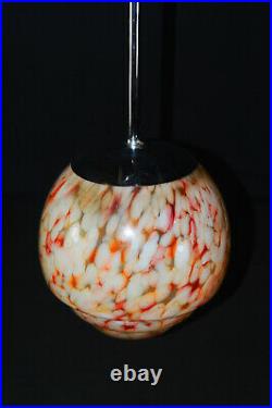 Very Rare 1930s art deco marbled glass rimless neckless glass pendant light