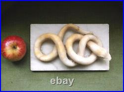 Very Rare Antique 18th C Large Carved Indian Alabaster Coiled Snake Paperweight