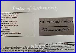 Very Rare Artist Norman Rockwell Signed Large Sticker JSA Full Letter D. 1978