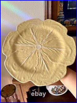 Very Rare Bordallo Pinheiro Portugal Yellow Cabbage Large Pedestal Cake Stand