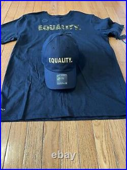 Very Rare! Brand New! Nike Equality Shirt & Hat Black Metallic Gold Size Large L