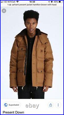 Very Rare Carhartt WIP Hamilton brown Large Jacket With Removable Hood