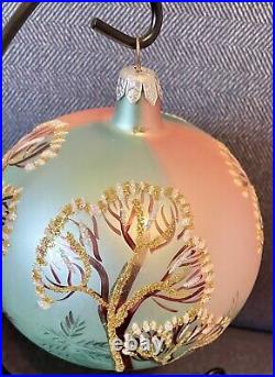 Very Rare Christopher Radko Winter Trees Frosted Glitter Glass Ball Ornament 5