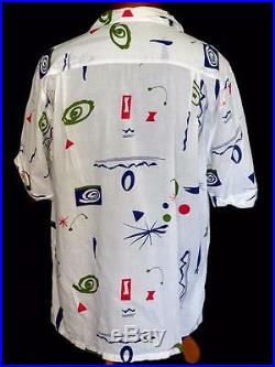 Very Rare Collectible Quality 1950's White Cotton Atomic Print Shirt Size Large