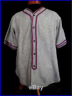 Very Rare Collectible Vintage Grey 1940's Wool Baseball Jersey Size Large