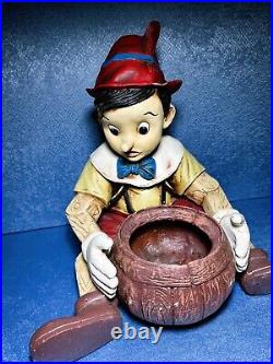 Very Rare! Disney Pinocchio Sitting Large Figurine Statue With Bowl