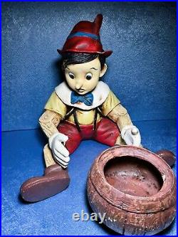 Very Rare! Disney Pinocchio Sitting Large Figurine Statue With Bowl