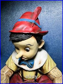 Very Rare! Disney Pinocchio Sitting Large Figurine Statue With Bowl