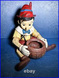 Very Rare! Disney Pinocchio Sitting Large Figurine Statue With Bowl