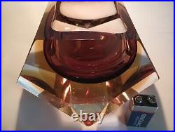 Very Rare. Extra Large 5 lb + Murano Sommerso Faceted Bowl, possibly Seguso