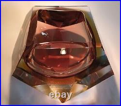 Very Rare. Extra Large 5 lb + Murano Sommerso Faceted Bowl, possibly Seguso