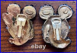 Very Rare! Fabulous Vintage Wendy Gell/disney Large Mickey & Minnie Earrings